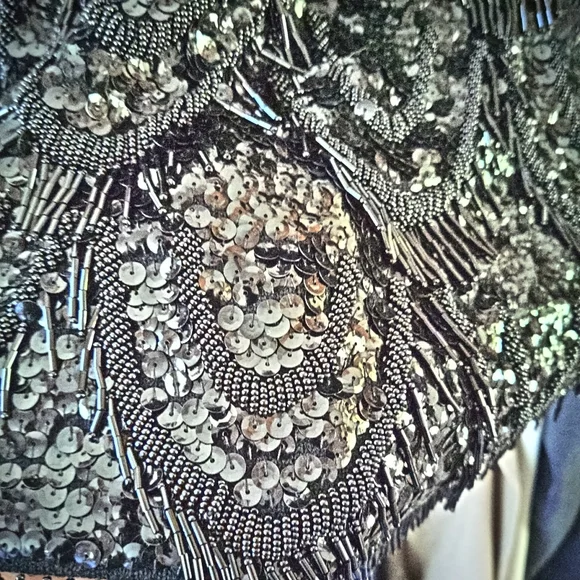 Vintage beaded lined black tank top blouse - Picture 4 of 7